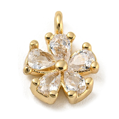 Brass with Clear Cubic Zirconia Charms X-KK-G478-02A-KCG-1