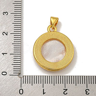 Rack Plating Brass Micro Pave Clear Cubic Zirconia Flat Round Pendants KK-U025-10G-08-1