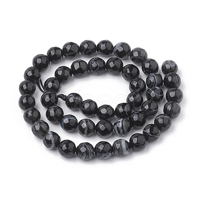 Natural Striped Agate/Banded Agate Beads Strands G-S281-51D-10mm-1