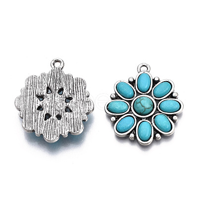 Synthetic Turquoise Pendants PALLOY-N157-040-1