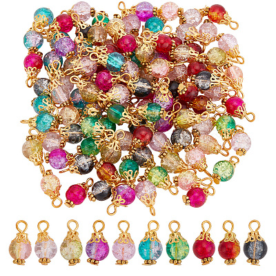 120Pcs Glass Pendant PALLOY-HY00005-1