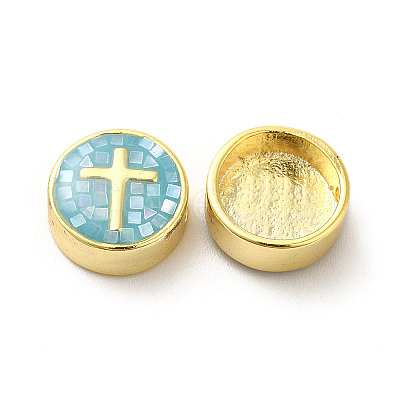 Rack Plating Brass Enamel Beads ENAM-D044-04G-05-1