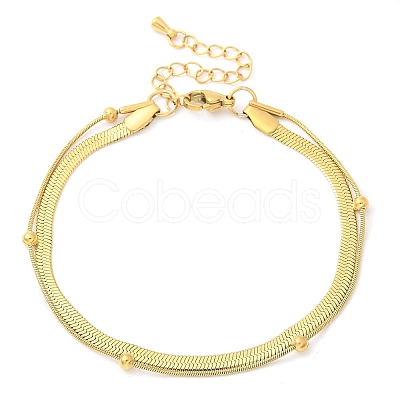 304 Stainless Steel Herringbone Chains & Snake Chain Bracelets BJEW-U019-04G-05-1