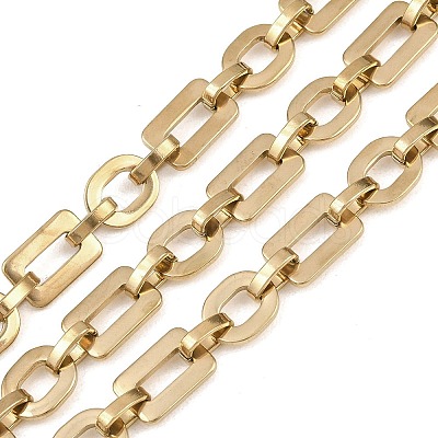 201 Stainless Steel Oval with Rectangle Link Chains CHS-F024-01A-G-1