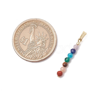 Chakra Natural Amethyst & Tiger Eye & Red Jasper & Lapis Lazuli & Apatite & Malachite & Sunstone Faceted Round Beaded Pendants PALLOY-JF03559-01-1