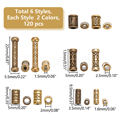 100pcs 10 styles Tibetan Style Alloy Beads TIBEB-WR0001-05-1