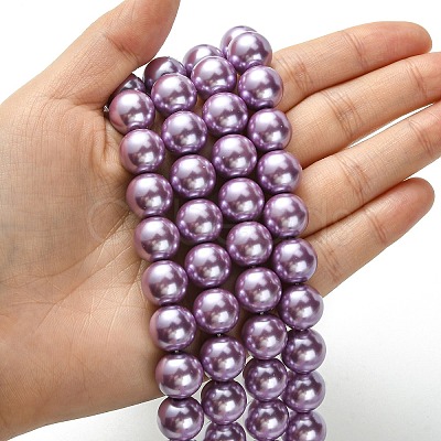 Eco-Friendly Glass Pearl Beads Strands HY-A008-12mm-RB056-1