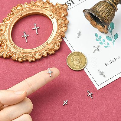 8Pcs 8 Styles Brass Micro Pave Clear Cubic Zirconia Charms KK-CJ0004-22-1