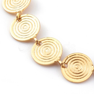 Brass Flat Round Link Chain Necklaces NJEW-JN03361-1