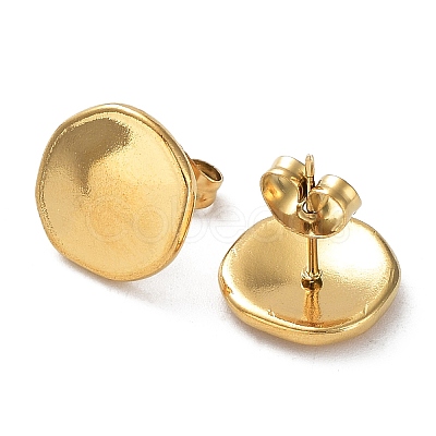 Ion Plating(IP) 304 Stainless Steel Flat Round Ear Studs for Women EJEW-P234-13G-1