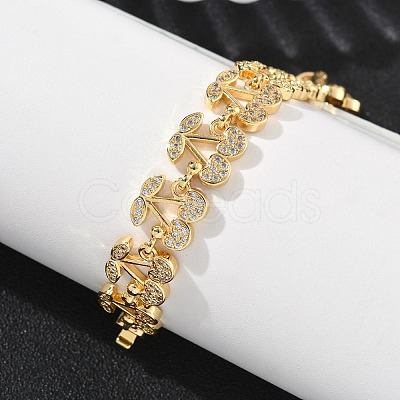 Cherry Brass Micro Pave Cubic Zirconia Chain Bracelets BJEW-L703-01B-G-1