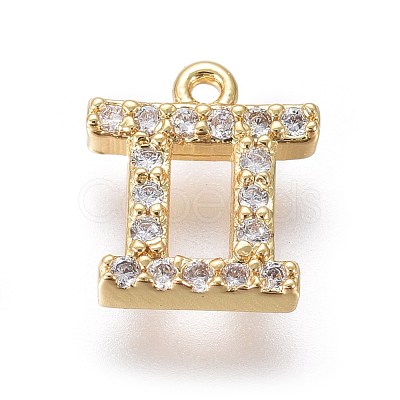 Golden Plated Brass Micro Pave Cubic Zirconia Charms ZIRC-L075-51H-1