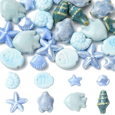 24Pcs 8 Styles Handmade Porcelain Beads PORC-FS0001-46C-1