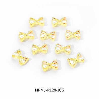 Electroplated Bowknot Resin Cabochons MRMJ-R128-16G-1