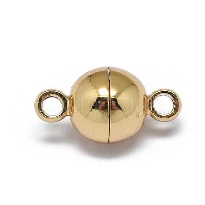 Rack Plating Brass Magnetic Clasps with Loops KK-F801-02A-G-1