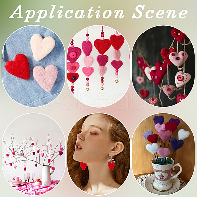 12Pcs 3 Colors Heart Wool Needle Felting Decoration DIY-SC0030-15-1