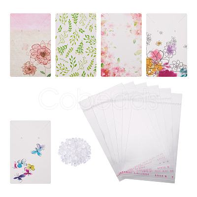 100Pcs 5 Style Rectangle Cardboard Jewelry Display Cards CDIS-YS0001-03-1
