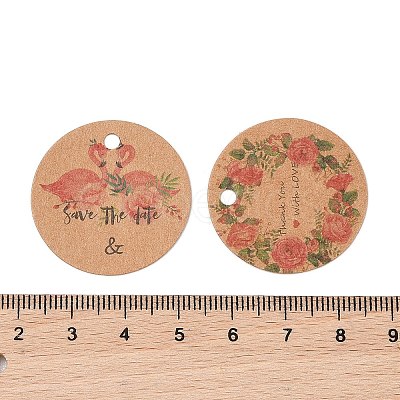 100Pcs Kraft Paper Flower Printed Gift Tags CDIS-H007-02-1