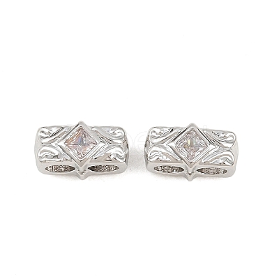Brass Micro Pave Clear Cubic Zirconia Slide Charms KK-Z151-05P-1