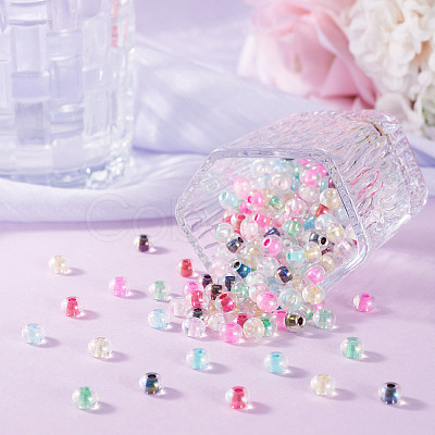 500Pcs Inside Colours Transparent Glass Seed Beads SEED-TA0001-75-1