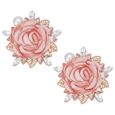 2Pcs Flower Polyester Brooches JEWB-ME0001-12-1