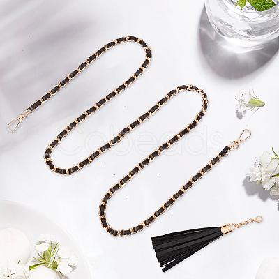 Adjustable Black Imitation Leather Bag Straps PURS-CL0001-55A-1