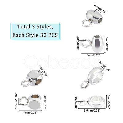 60Pcs 3 Style 304 Stainless Steel Tube Bails STAS-DC0008-23-1