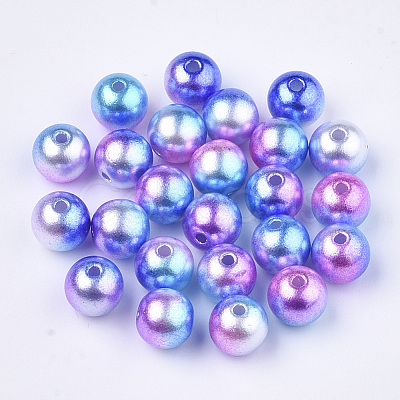 Rainbow ABS Plastic Imitation Pearl Beads OACR-Q174-10mm-06-1