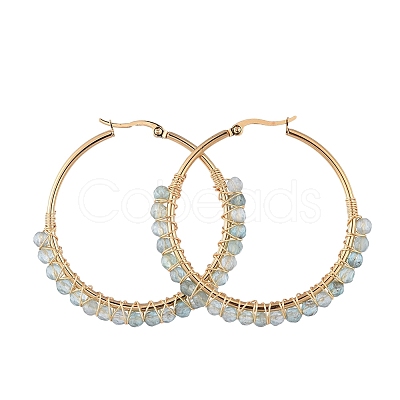 Beaded Hoop Earrings EJEW-JE03830-05-1