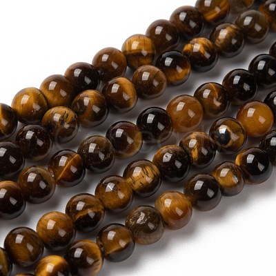 Round Tiger Eye Beads Strands Z0RQT011-1