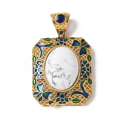 Natural Howlite Rectangle Pendants KK-K399-18A-02-1