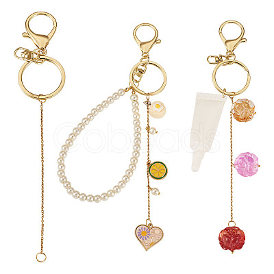 DIY Alloy & Iron Lipstick Keychains Making Kits DIY-TA0014-04-1