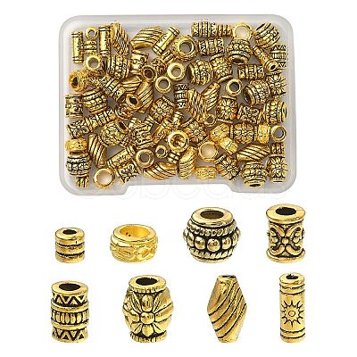 80Pcs 8 Styles Tibetan Style Alloy Beads TIBE-FS0001-13-1