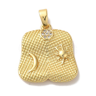 Rack Plating Brass Micro Pave Cubic Zirconia Pendants KK-U027-23G-1