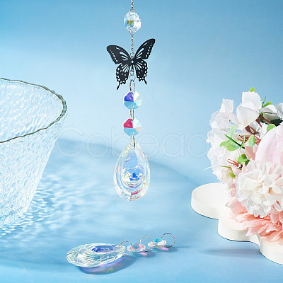 3Pcs Crystal Glass Hanging Sun Catcher AJEW-TADJ0001-08A-1
