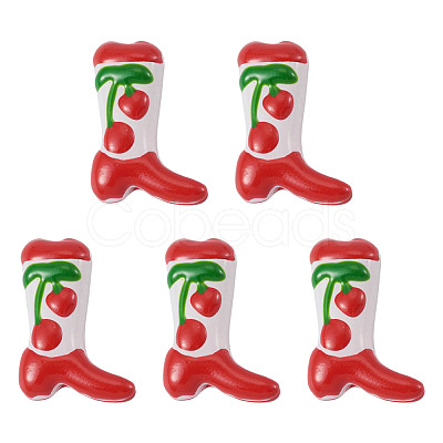 5Pcs Boot Baking Paint Glass Enamel Beads LAMP-TADJ0001-08H-1