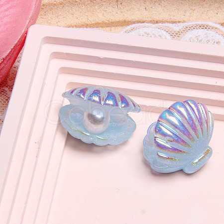 UV Plating Ocaen Theme Transparent Resin Cabochons CRES-D306-01B-02-1