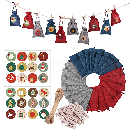 24 Days Burlap Hanging Advent Calendars DIY-B015-01-1