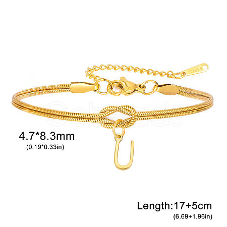 304 Stainless Steel Initial Charm Bracelets FS-WGD8E41-48-1