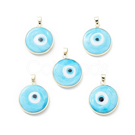 Handmade Evil Eye Lampwork Pendants LAMP-F031-03G-05-1