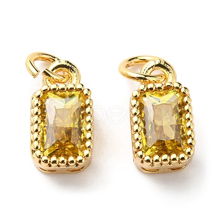 Real 18K Gold Plated Brass Inlaid Cubic Zirconia Charms ZIRC-L100-075G-06-1