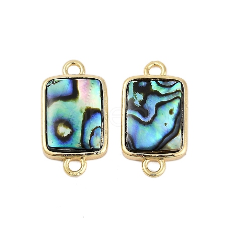 Brass Pave Natural Paua Shell Connector Charms KK-M299-01B-G-1