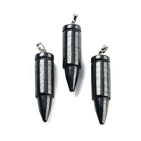 Natural Black Stone Pointed Pendants G-A231-03D-1