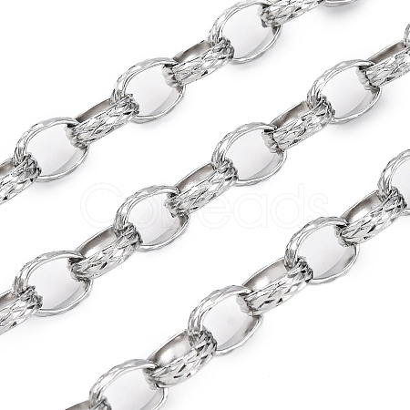 304 Stainless Steel Textured Rolo Chains STAS-P386-08P-1