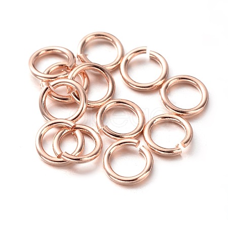 Eco-Friendly PVD Vacuum Plating & Long-Lasting Plated Brass Open Jump Rings X-KK-E663-4mm-RG-1