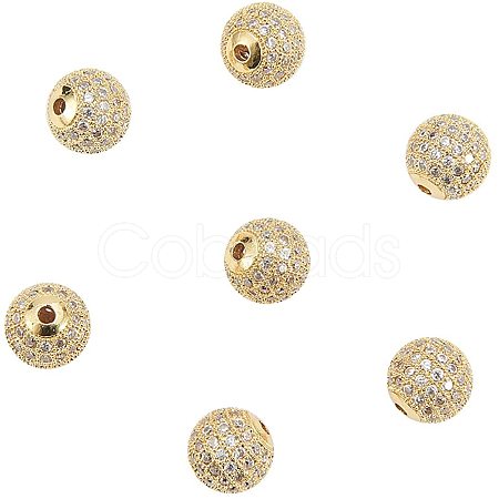 Brass Cubic Zirconia Beads ZIRC-NB0001-10-1