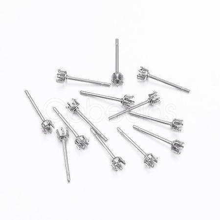 Tarnish Resistant 304 Stainless Steel Stud Earring Settings STAS-H376-96-1