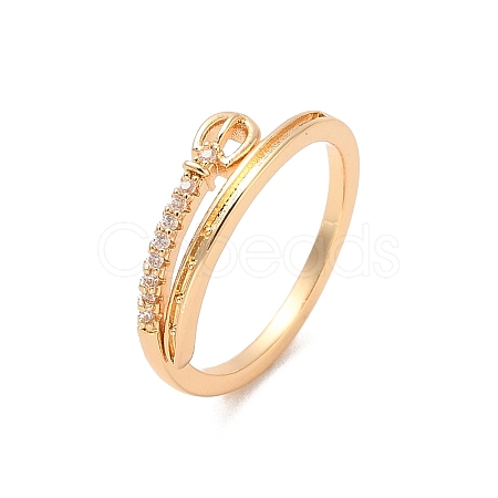Brass Micro Pave Cubic Zirconia Open Cuff Rings RJEW-R146-05A-KCG-1