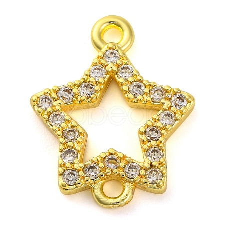 Brass Micro Pave Clear Cubic Zirconia Star Links Connector Charms KK-A230-03B-G-1