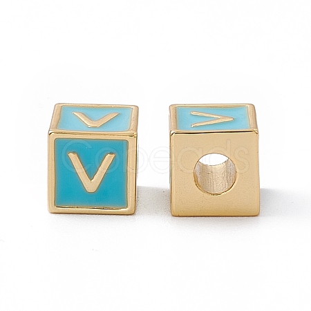 Rack Plating Brass Enamel Beads KK-B060-04G-06V-1